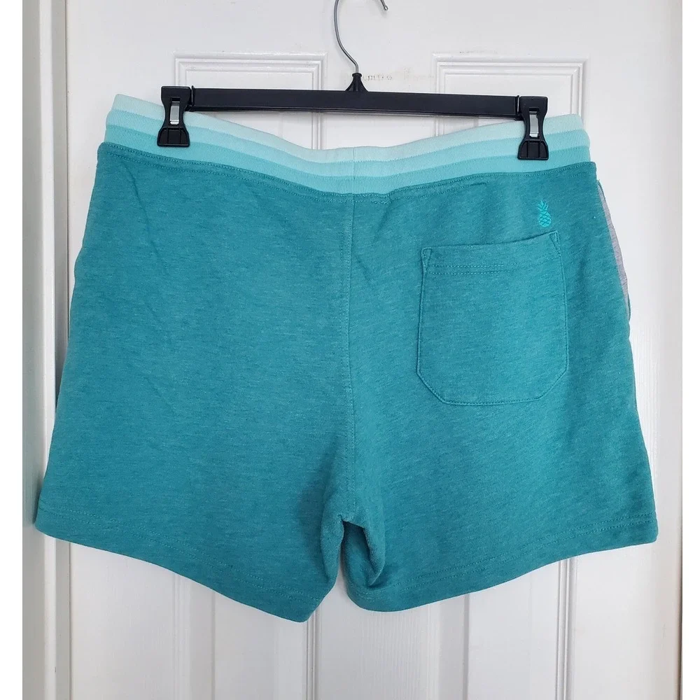 Chubbies Lounge Wear Shorts Teal Blue Green Striped Waistband Casual Large 5.5